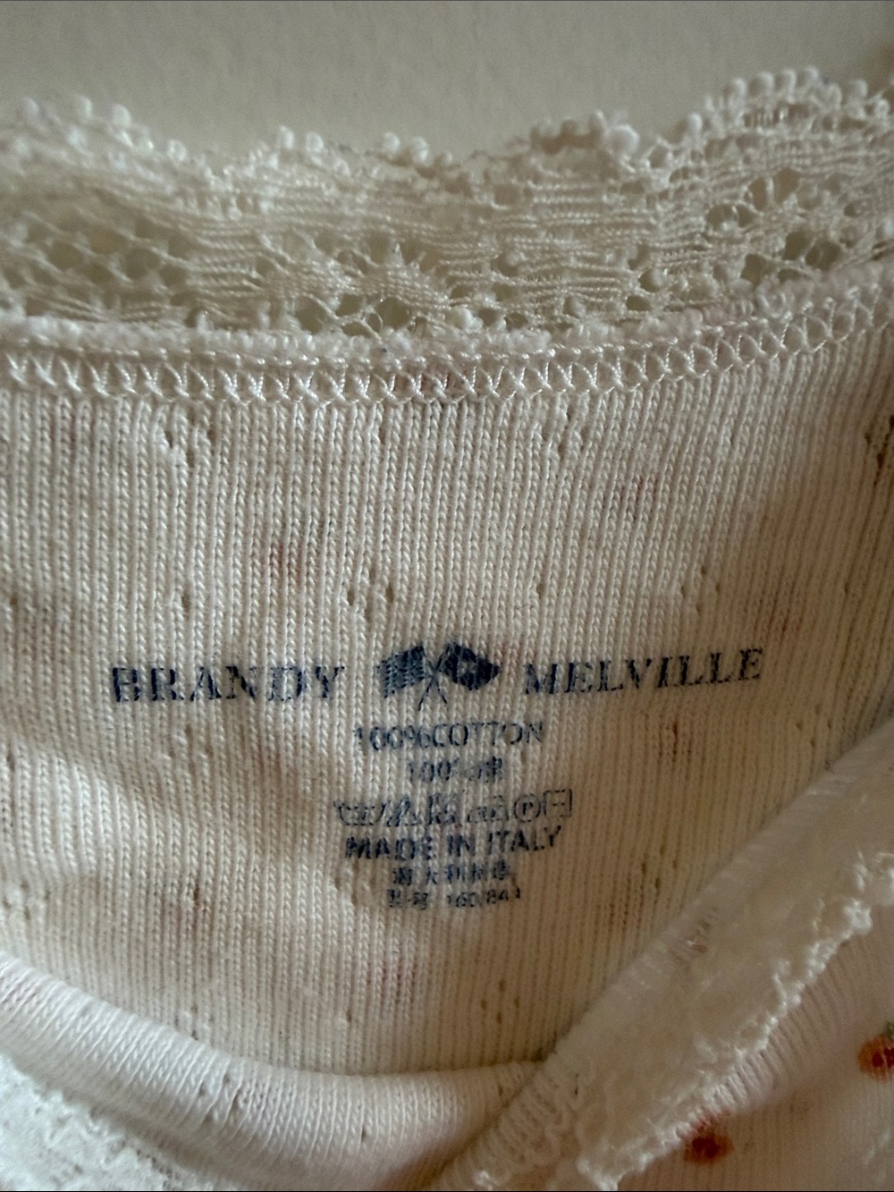 Brandy Melville White Camisole with Small Rose Floral Print - Picture 4 of 4